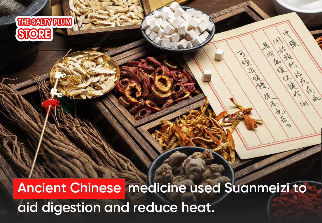 Ancient Chinese medicine used Suanmeizi to aid digestion and reduce heat.
