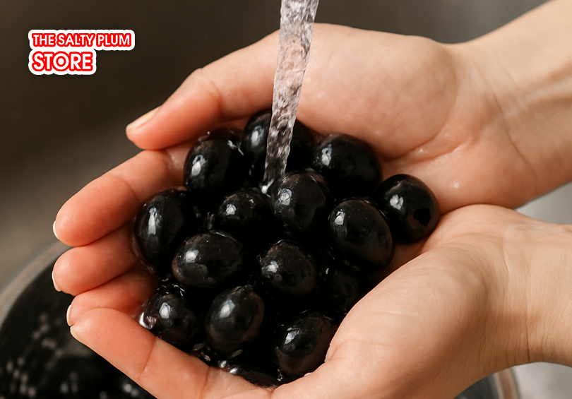 Rinse and prepare the olives