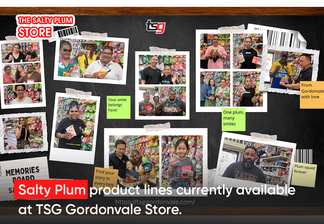 Salty Plum product lines currently available at TSG Gordonvale Store.