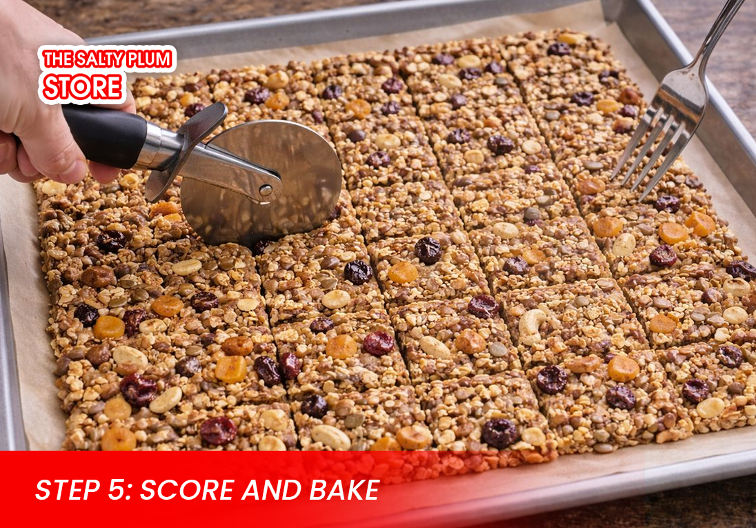 Score and Bake the  Dried Fruit and Nut Crackers 